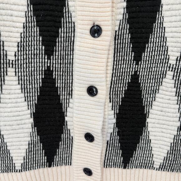 Varley Black and Cream Argyle Oversized Cardigan-M - Picture 4 of 7